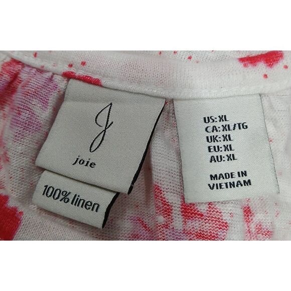 Joie womens xlarge 100% linen knit white pink floral tank top - Picture 5 of 6